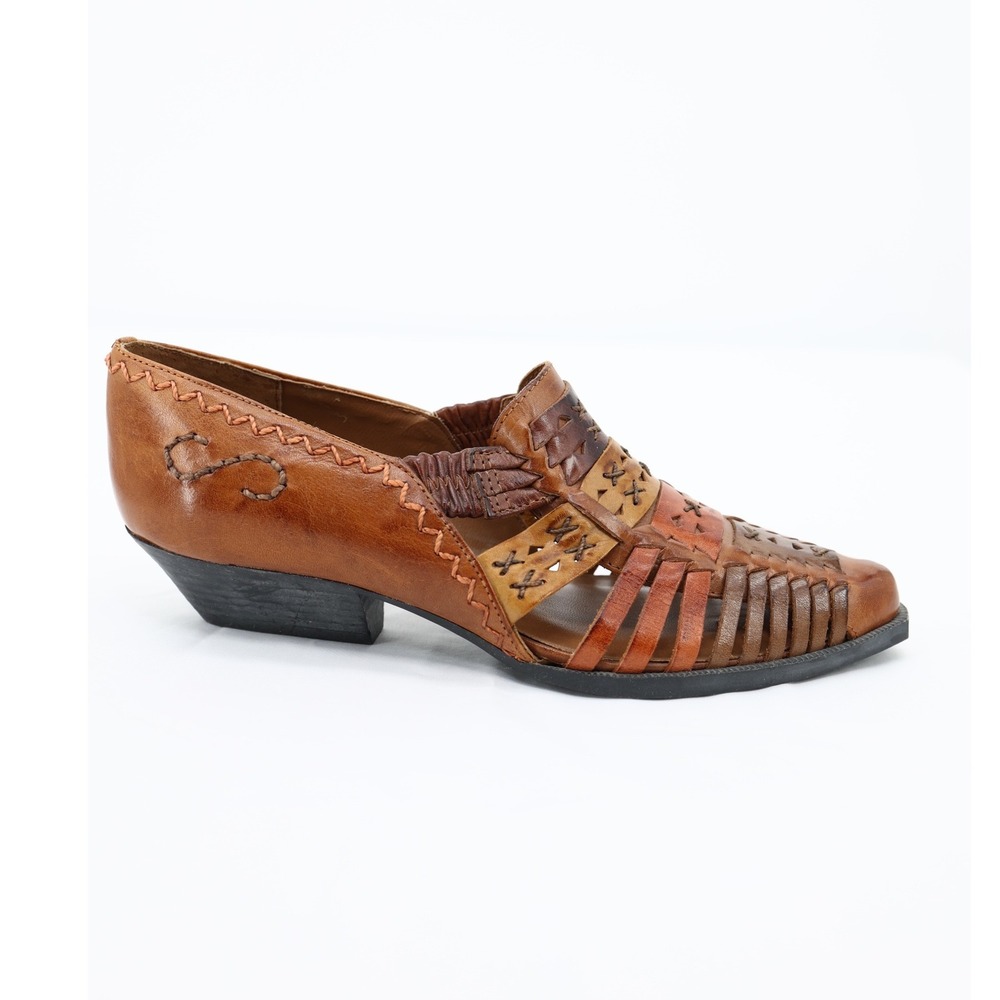 Scruples NWOB Woven Leather Huarache Booties Multicolor Pointed Toe Size‎ 6